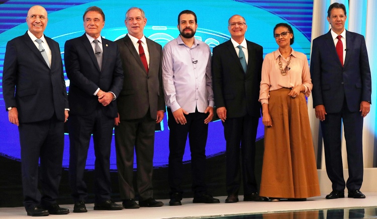 Candidatos em debates da Rede Globo. Sem Bolsonaro