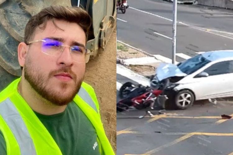 Engenheiro Carlos Eduardo Marques Ângelo, de 25 anos, suspeito de atropelar e matar motociclista em Teresina — Foto: Montagem/g1