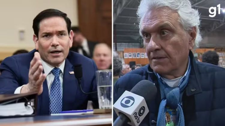 Marco Rubio e Ronaldo Caiado — Foto: REUTERS/Evelyn Hockstein; Reprodução/ RBS TV