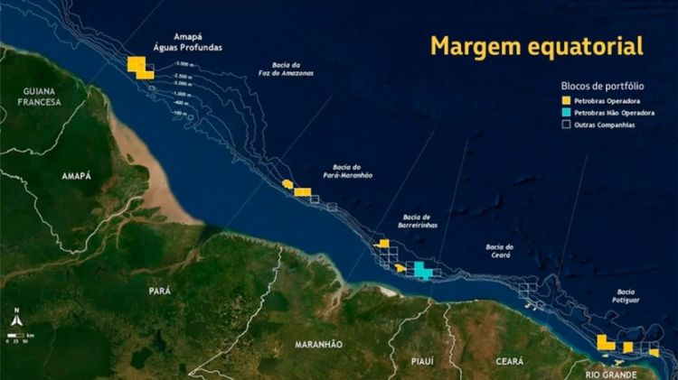 Margem Equatorial onde está localizada a Bacia Foz do Amazonas — Foto: Petrobras/divulgação