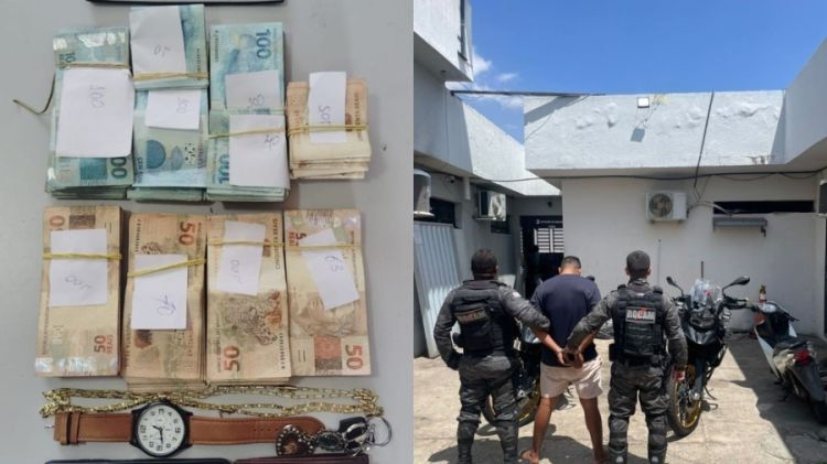 Homem é preso com mais de R$ 57 mil em Teresina — Foto: Divulgação/ROCAM