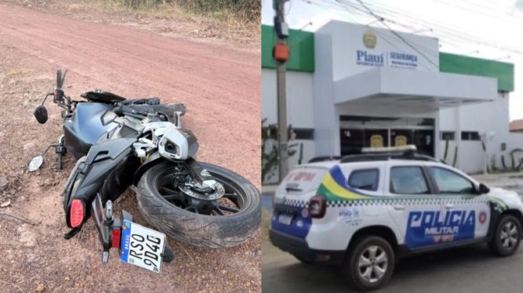 Motocicleta deixada pelos criminosos foi apreendida e encaminhada à Delegacia de Campo Maior. Foto: PM/Em Foco