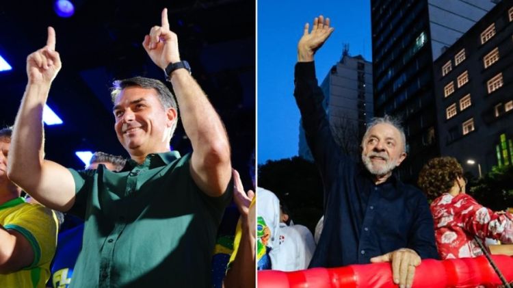 Flávio Bolsonaro (PL) e Lula (PT) em agenda de campanha na quarta-feira (21/10) — Foto: Montagem/g1