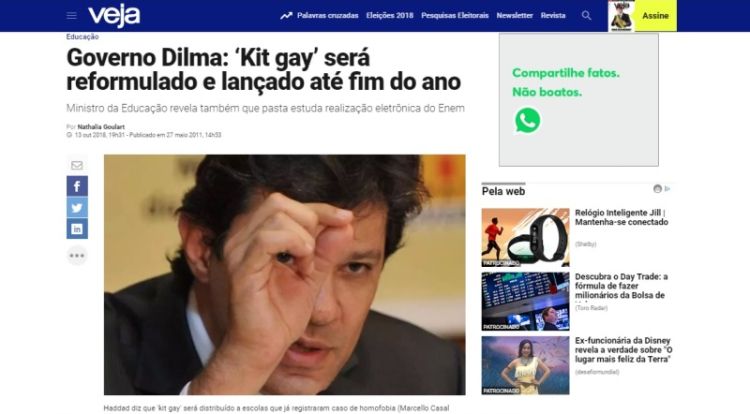 Revista mudou título de matéria sobre kit polêmico