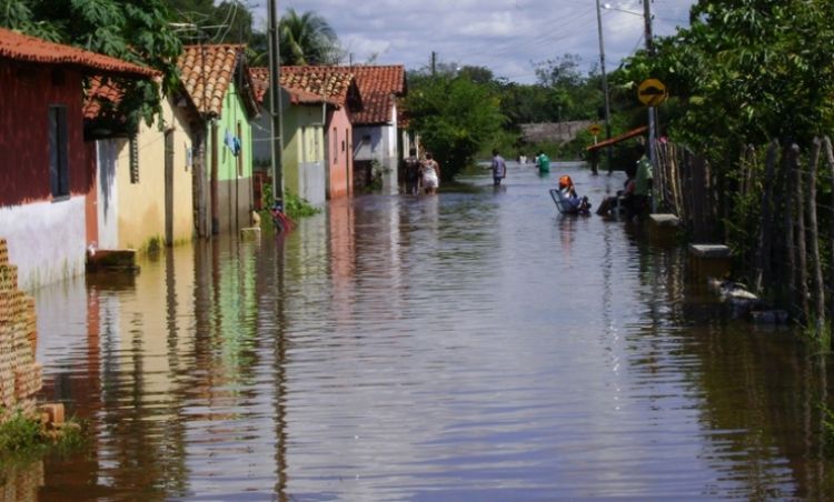 Casas alagadas em Campo Maior. Foto: Arquivo/Campo Maior Em Foco