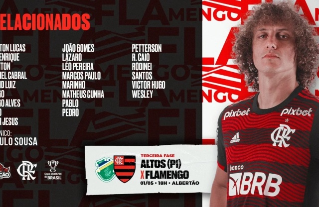 Jogadores do Flamengo são divulgados para enfrentar o Altos em Teresina (PI) 
