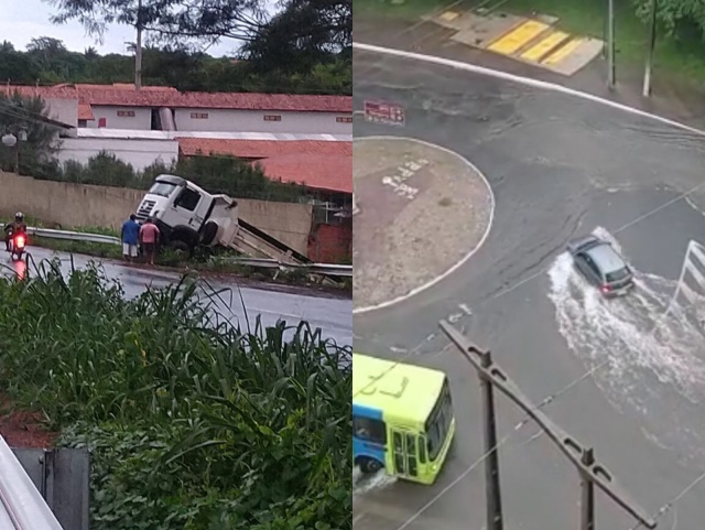 Chuva forte, invade casas, alaga ruas e arrasta veículos em Teresina