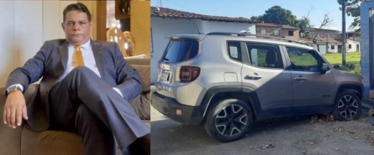 Carro do advogado Sílvio Silva no local onde ele foi encontrado morto — Foto: Arnaldo Araújo/TVM Carro do advogado Sílvio Silva no local onde ele foi encontrado morto — Foto: Arnaldo Araújo/TVM