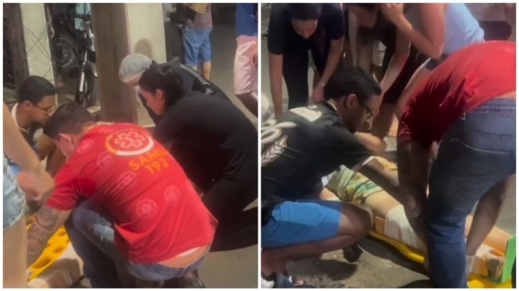 Vítima sendo socorrida - Foto: Reproduções  Vítima sendo socorrida - Foto: Reproduções